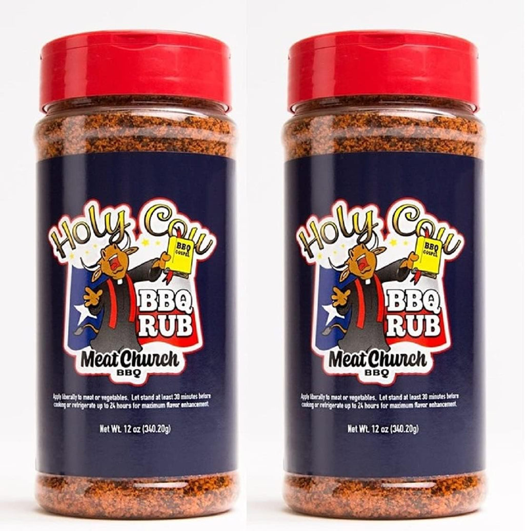 Meat Church BBQ Rub Combo: Two Bottles of Holy Cow (12 oz) BBQ Rub and Seasoning for Meat and Vegetables, Gluten Free, Total of 24 Ounces
