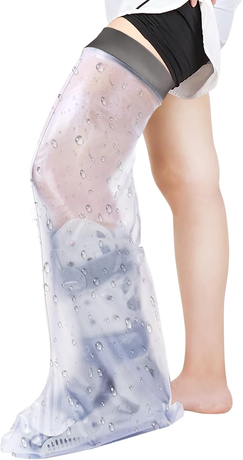 Zoyehoo Waterproof Full Leg Cast Covers for Shower Adult, Extra Long Cast Covers for Shower Leg, Reusable Leg Cast Protector Cast Bag for Thigh Knee Foot Ankle Surgery Wounds Boots Braces, XL