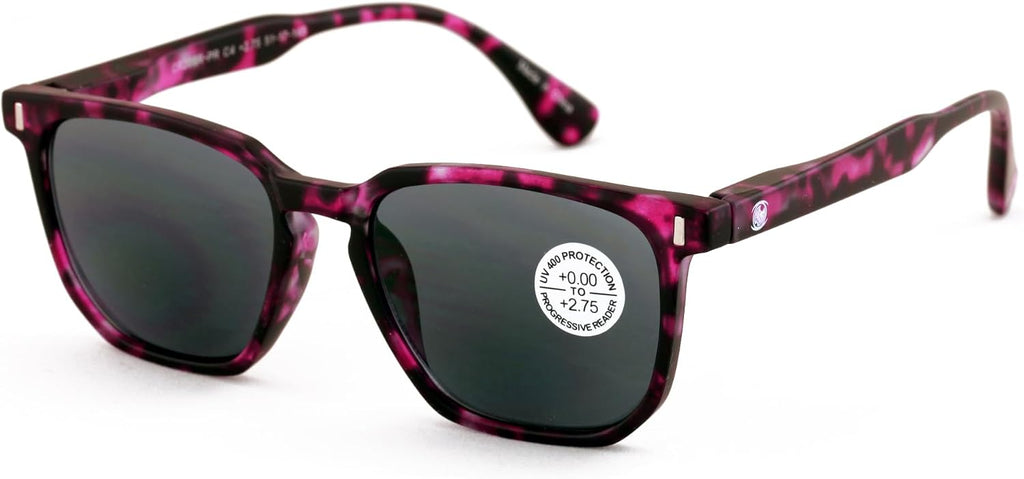 Men Women Progressive Reading Sunglasses - Zero Power On Top - UV Protection Reader CR20