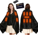 Portable USB Heated Shawl Wraps for Women Men, Heated Shawl Blanket Cordless with 11 Heating Zones, Heated Blanket Throw with Battery Wearable Heated Poncho Shawls