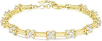 TIGRADE 14K Gold Plated Bracelet for Women Dainty Cubic Zirconia Adjustable Link Chain Bracelets for Lover Mom Friends Size 6.5-7.5 Inch