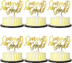 PALASASA Congrats Grad Cake Topper-Class of 2026 Graduate Party-2026 High School/College/Senior Graduation Party Congratulations Acrylic Decorations Set of 6 (6 Pcs Grad-3, Gold)