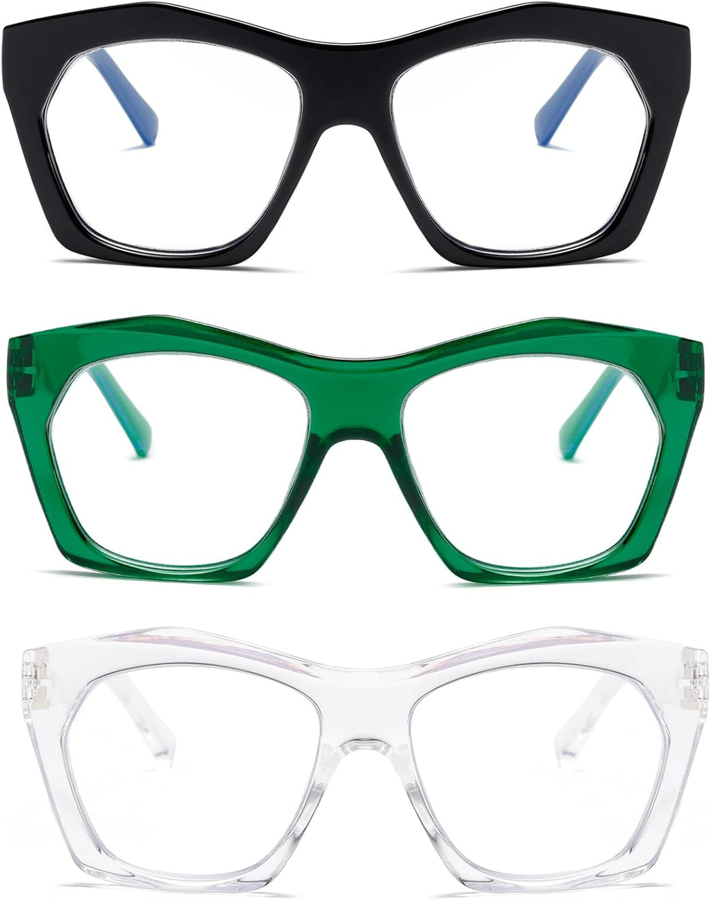 Viseng 3 Pack Oversized Frame Design Women's Reading Glasses, Blue Light Blocking Computer Reader +2.5