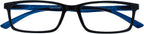 OPULIZE SEE Reading Glasses with Blue Light Blocking for Women and Men, Narrow Frame, Spring Hinges, Computer Gaming Glasses, Black Blue Arm +3 (Pack of 1)