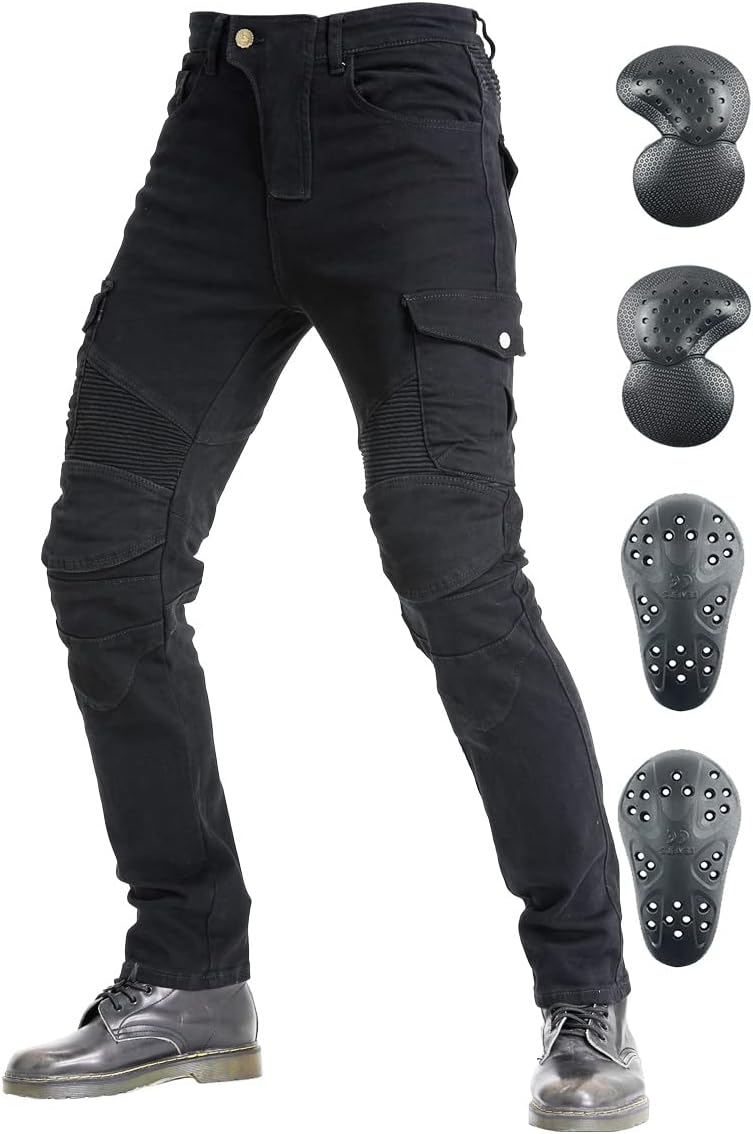 Motorcycle Pants, Versatile Durable Motorcycle Jeans for Men & Women Riding Pants Trousers with Kenn & Hip Armor Pads