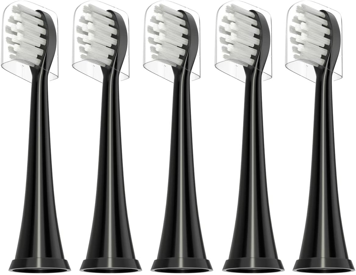 Replacement Toothbrush Heads Compatible with TAO Clean Electric Toothbrush Replacement Heads,5 Pack (Black)
