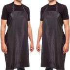 35" Waterproof Rubber Black Vinyl Apron for Dishwashing, Lab, Butcher, Dog Grooming - Industrial Plastic