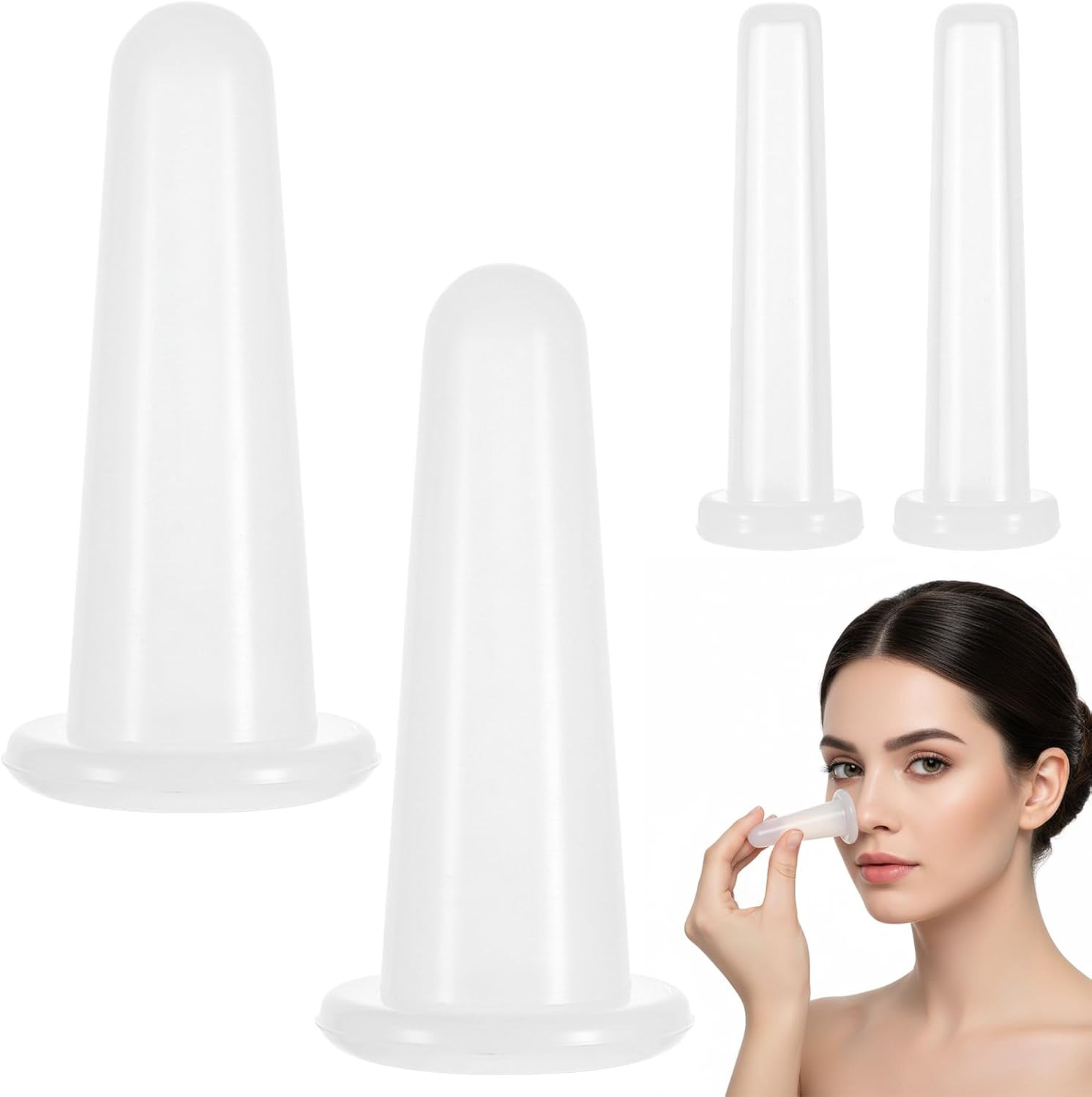 4Pcs Silicone Facial Cupping Set, Mini Facial Massage Cups, Face Massager Helper Skin Care Neck Back Eyes Massaging Cup for Body, Face, Neck, Back, and Eye