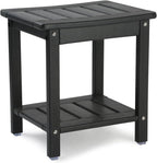 Apolimi Shower Chair,HDPE Shower Bench for Inside Shower to Sit On It, Shower Stool with Storage Shelf 2-Tier Spa Stool for Elderly,Water Resistant & Non-Slip Design Shower Seat Bench (Black S Size)