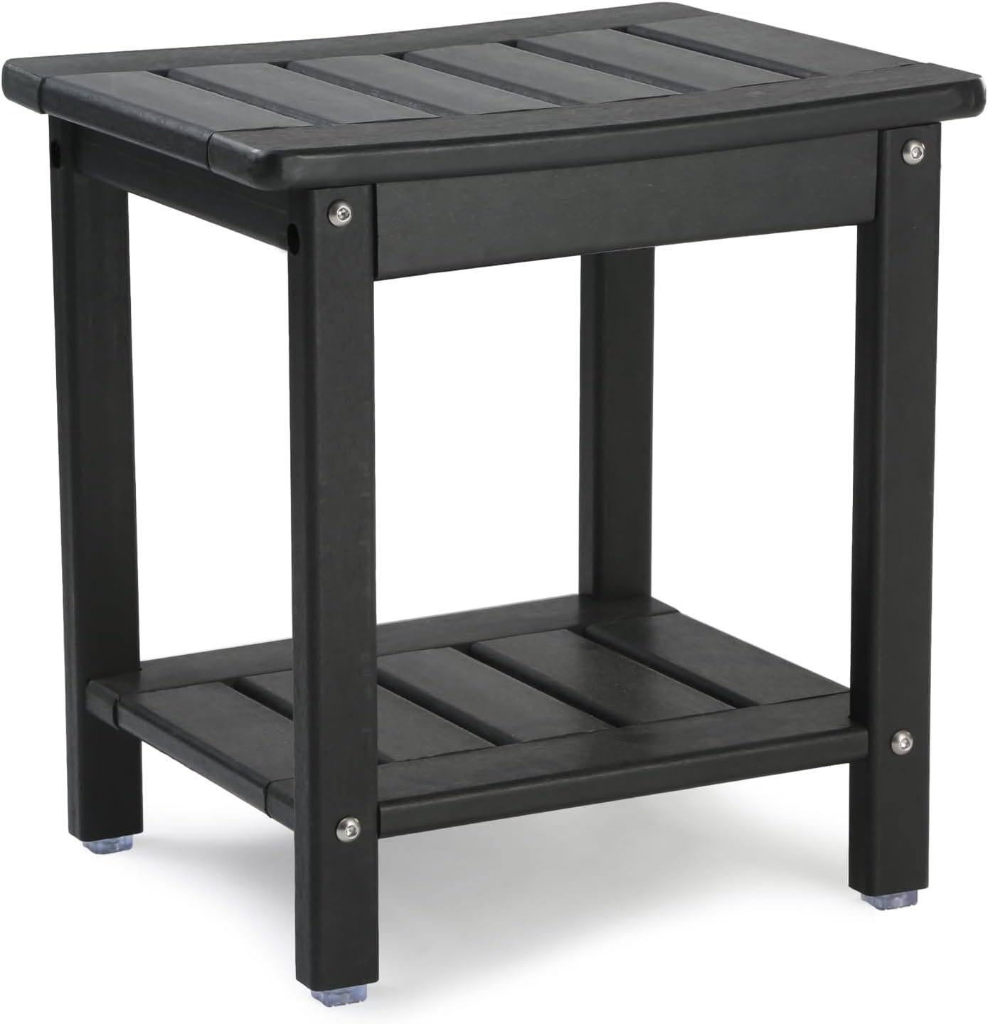 Apolimi Shower Chair,HDPE Shower Bench for Inside Shower to Sit On It, Shower Stool with Storage Shelf 2-Tier Spa Stool for Elderly,Water Resistant & Non-Slip Design Shower Seat Bench (Black S Size)