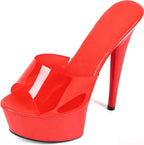 Women'S Clear Band Peep Toe Stiletto Prom Heels Sandals Sexy Transparent Straps Slip On Platform Super High Heeled Pole Dance Exotic Sandals For Party Wedding Pumps