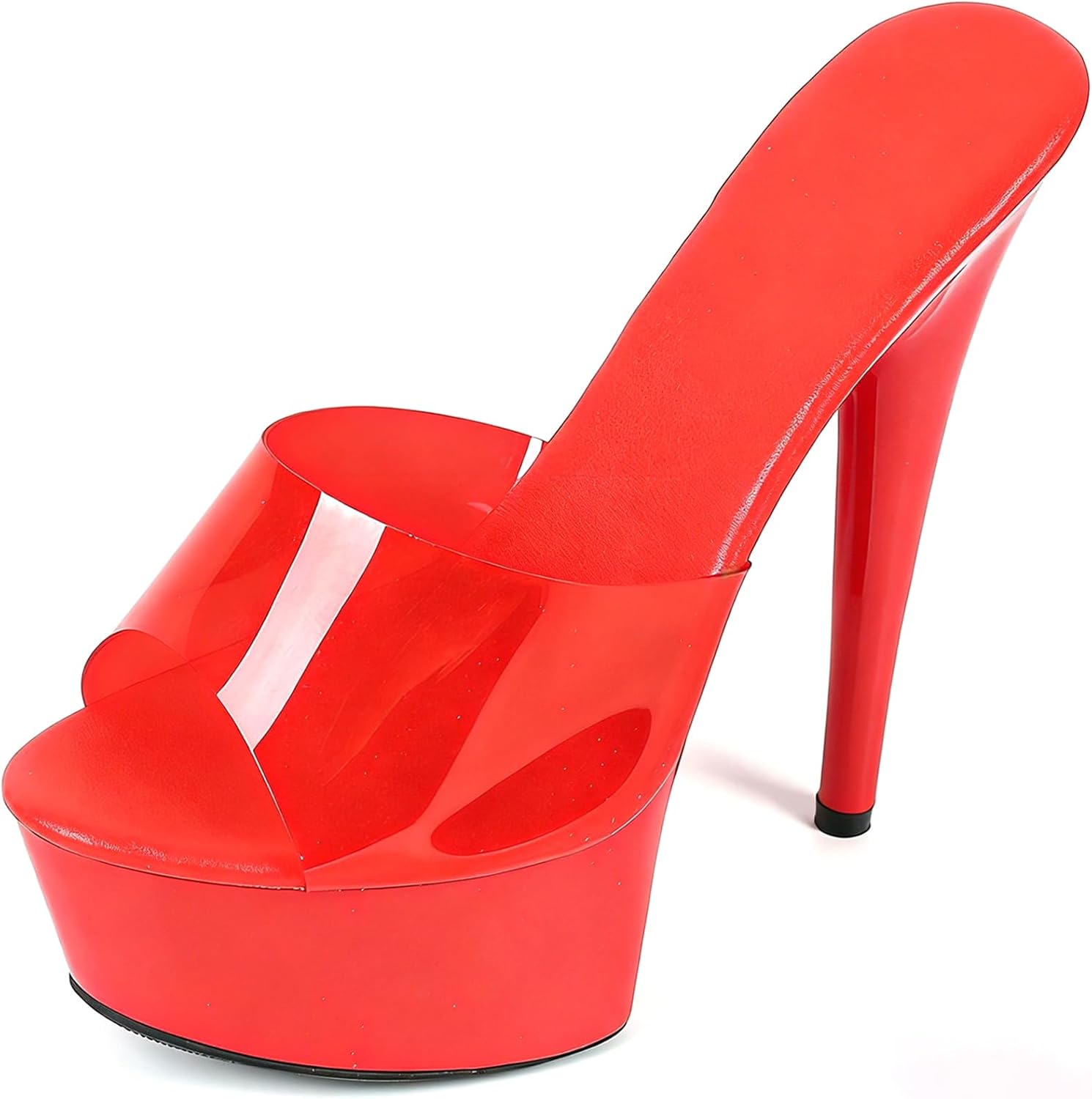 Women'S Clear Band Peep Toe Stiletto Prom Heels Sandals Sexy Transparent Straps Slip On Platform Super High Heeled Pole Dance Exotic Sandals For Party Wedding Pumps