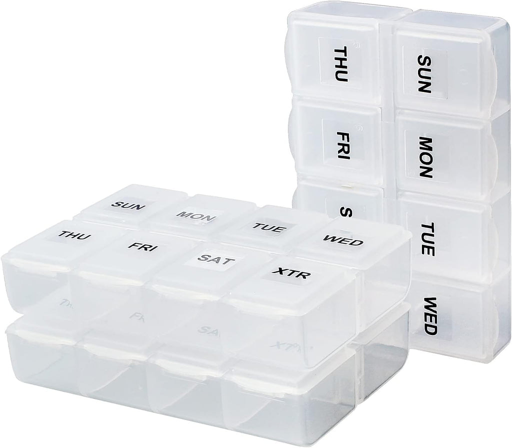 Serfeymi Weekly Pill Organizer 3 Pack Medicine Organizer Travel Pill Box 7 Day Pill Case for Purse Pill Container Pill Holder Daily Pill Boxes Organizer for Medication, Vitamin, Supplement