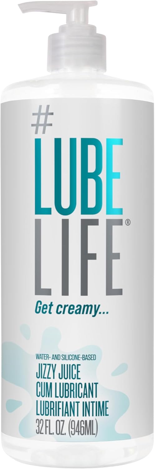 LubeLife Jizzy Juice Cum Lube Thick, Creamy Lube for Men, Women & Couples – Realistic Look & Feel, Hybrid Formula, Hypoallergenic Personal Lubricant, 32 Fl Oz