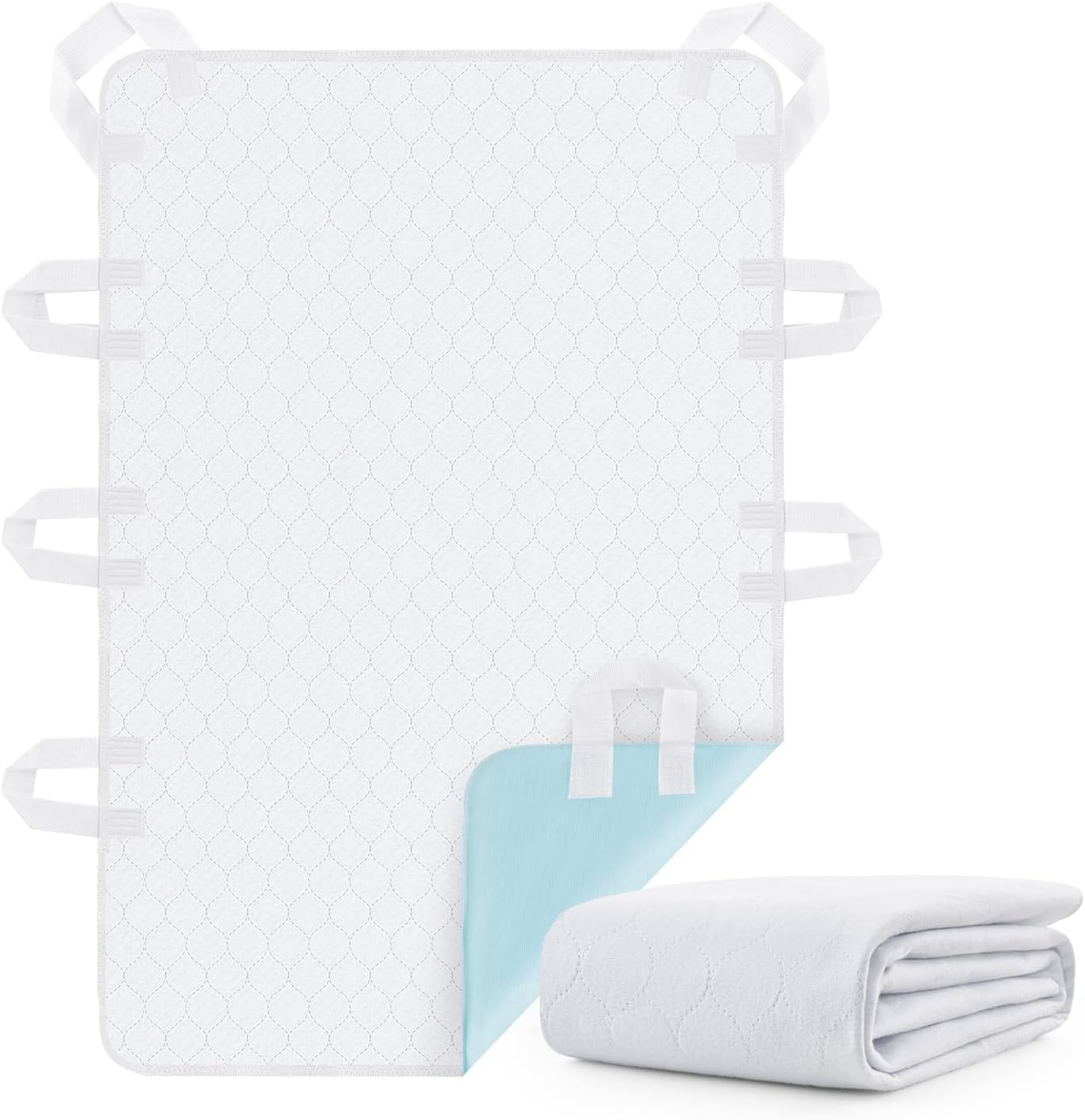 Incontinence Bed Pads Washable for Adults: Positioning Transfer Bed Pads Waterproof for Elderly with 8 Handles, Reusable Bed Underpads for Seniors & Bedridden Patients, Bedwet Kids, 34x52 Inch