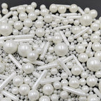 Edible Sprinkles White Pearl Sugar Candy Mix Size Baking Cake Decorations Cupcake Toppers Cookie Decorating Wedding Shower Party Valentine Halloween Christmas Supplies 100g/3.53oz