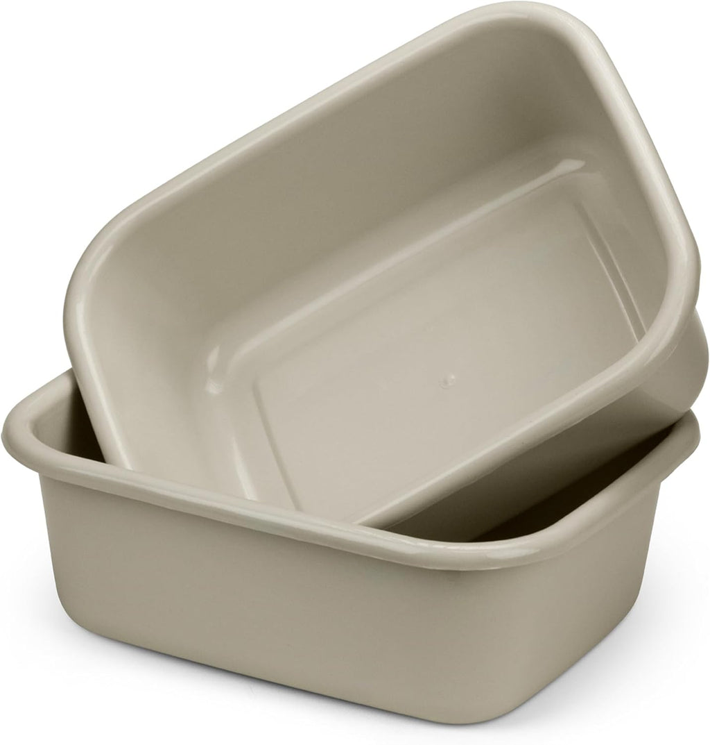 DecorRack 2 Plastic Wash Basins, Large 10 Quart Graduated Bucket, Portable Washbasin for Washing, Cleaning, Foot Bath, Dishes, Face Cleansing Bowl, Cream (2 Pack)