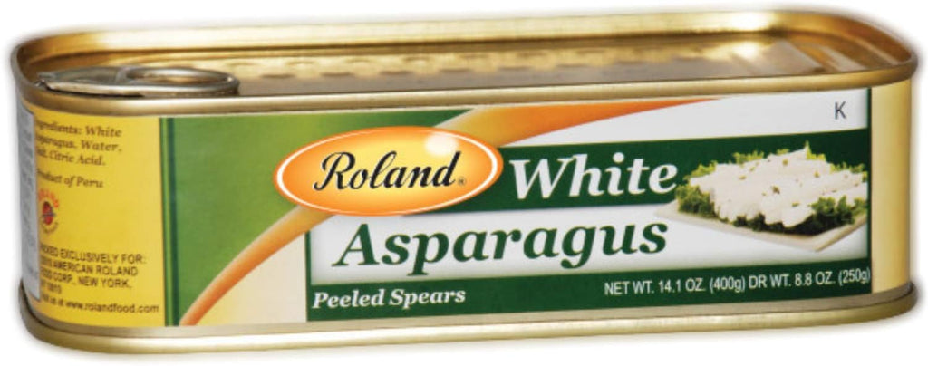 Roland Foods Canned White Asparagus Spears in Brine, 14.1 Ounce Tin, Pack of 6