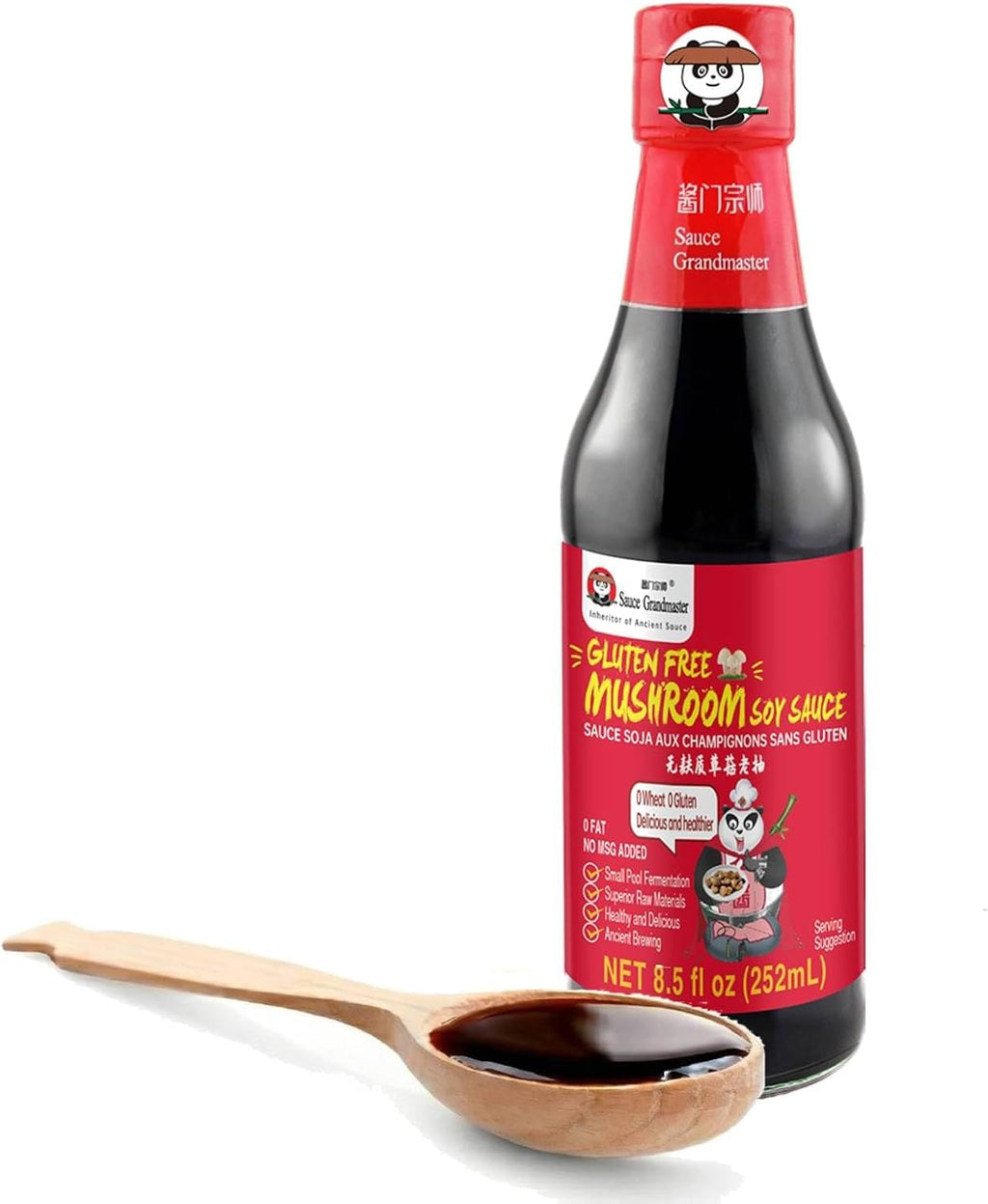 Premium Gluten-Free Mushroom Dark Soy Sauce | Earthy Umami Upgrade | Naturally Brewed, Non-GMO, Wheat-Free, No MSG | Perfect for Stir-Fries, Braising & Glazes (8.5 fl oz, 1 Pack) - Sauce Grandmaster