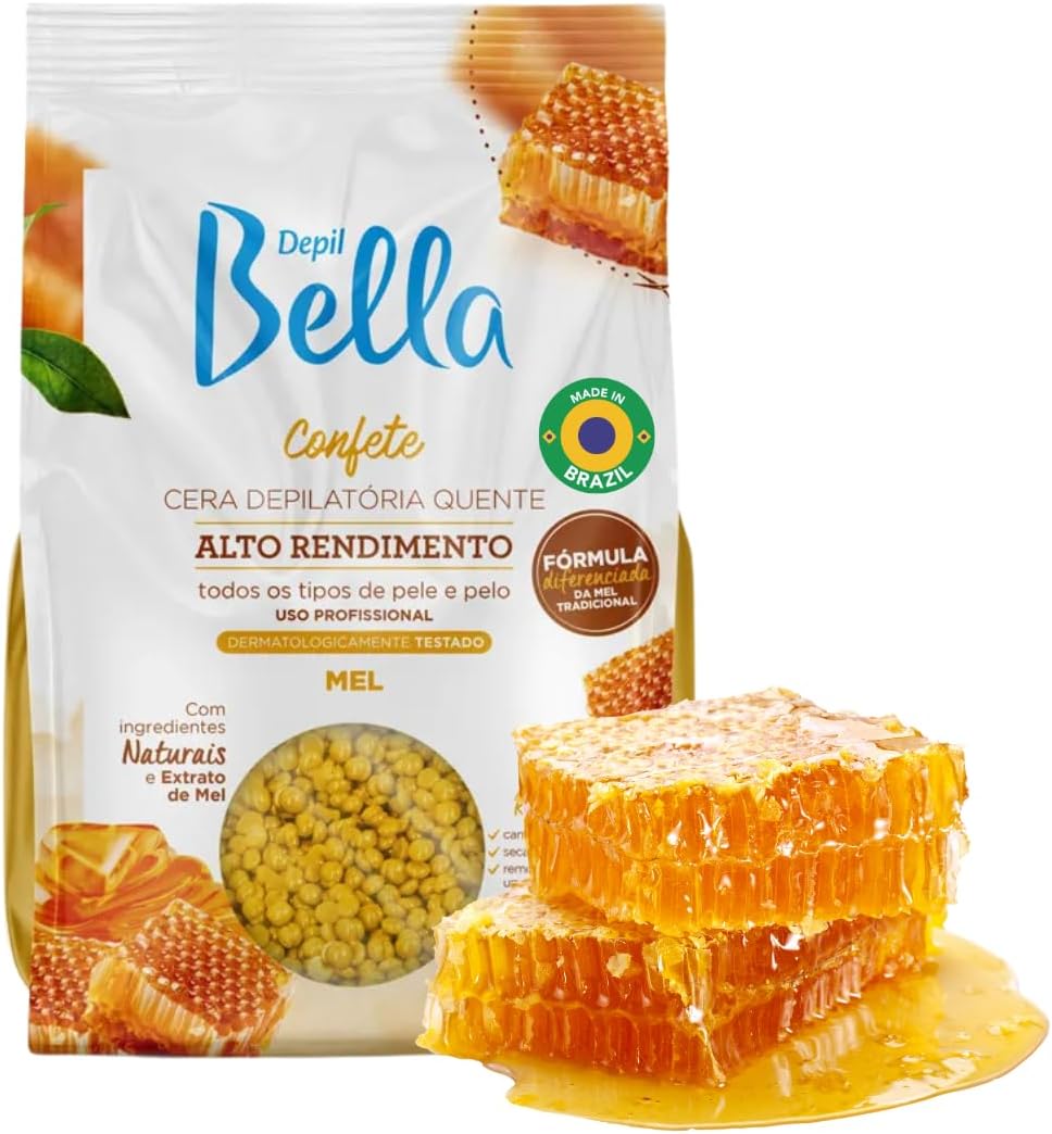 DEPIL BELLA Hard Wax Beads Honey 2.2 lbs for Hair Removal | Professional Hair Removal Wax Beads | All Skin and Hair Types | Natural Ingredients