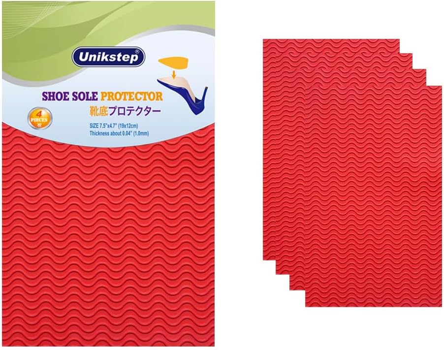 UNIKSTEP 2 Pairs (4 Pieces) Shoe Sole Protectors, Wave Pattern Shoe Bottom and Heel Non Slip Grips