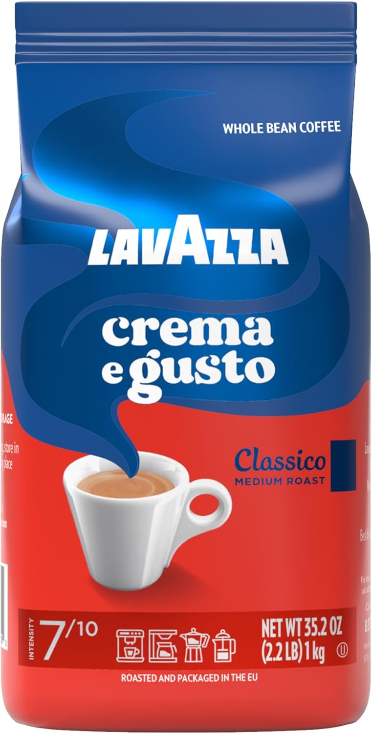 Lavazza Crema e Gusto Whole Bean Coffee, Medium Roast, Arabica and Robusta Blend, 2.2 lb Bag (pack of 1)