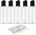 DNSEN 5 Pack 3.4 oz Travel Bottles for Toiletries TSA Approved Leakproof Plastic Empty Travel Size Bottles Containers with Labels