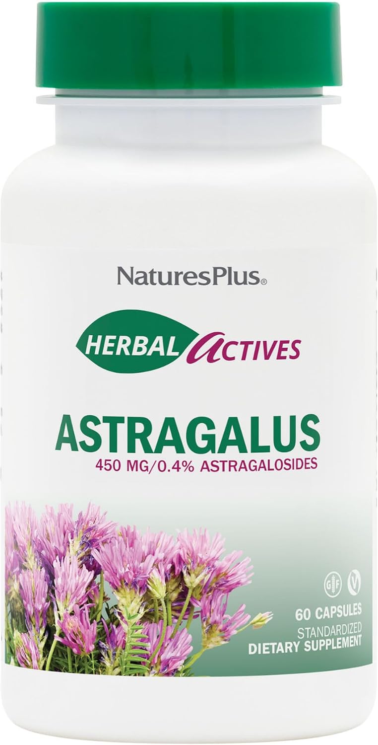 NaturesPlus Herbal Actives Astragalus - 60 Capsules - Immune System Support - Vegan, Gluten Free - 60 Servings