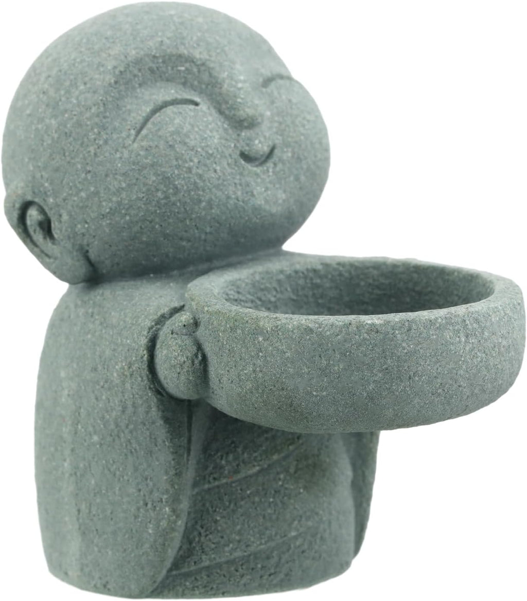 Landical Buddha Sandstone Statues, Zen Monk Praying Statue Sculptures Ornament for Wealth Good Luck Feng Shui Decor Home Office Car Decoration(Jizo Monk)