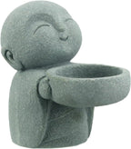 Landical Buddha Sandstone Statues, Zen Monk Praying Statue Sculptures Ornament for Wealth Good Luck Feng Shui Decor Home Office Car Decoration(Jizo Monk)