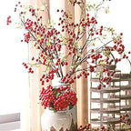 Firlar Artificial Red Berry Branch Long Stem Berry Picks, 4 PC 27.5 Inch Faux Holly Artificial Berry Branches Bouquet for Vase Wedding Christmas Decor