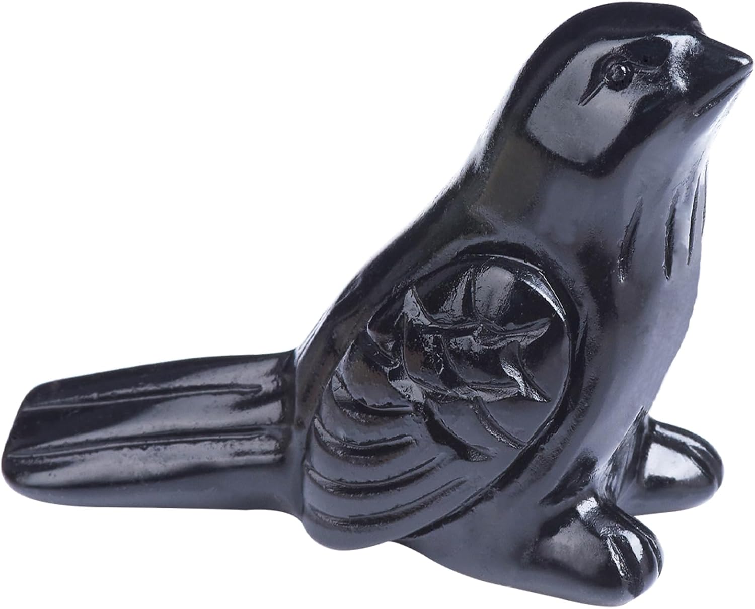 Black Obsidian Crystal Bird Carving Hand Carved Gemstone Bird Figurine 2.4 Inch Polished Animal Sculpture Healing Stone Home Office Desk Decoration Gift Collection
