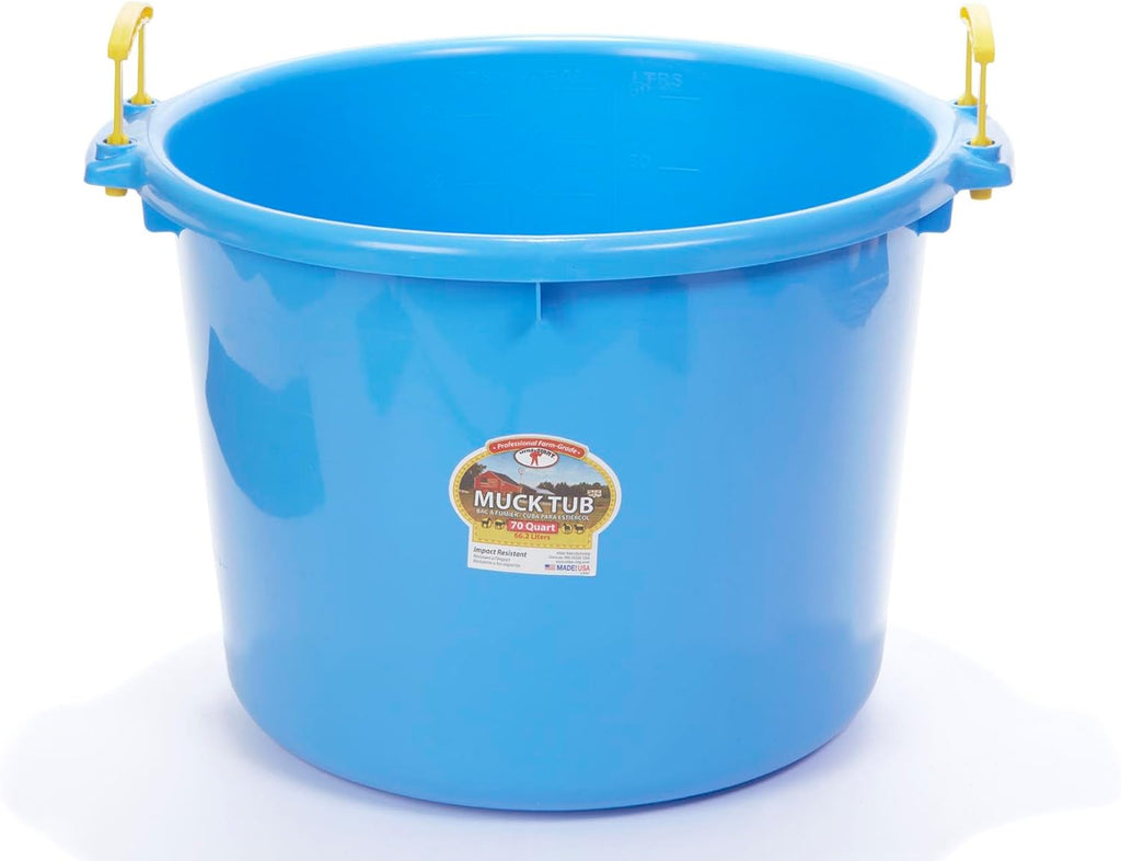 Little Giant® Plastic Muck Tub | Durable & Versatile Utility Bucket with Handles | Muck Bucket | Durable Handles | 70 Quart | Berry Blue