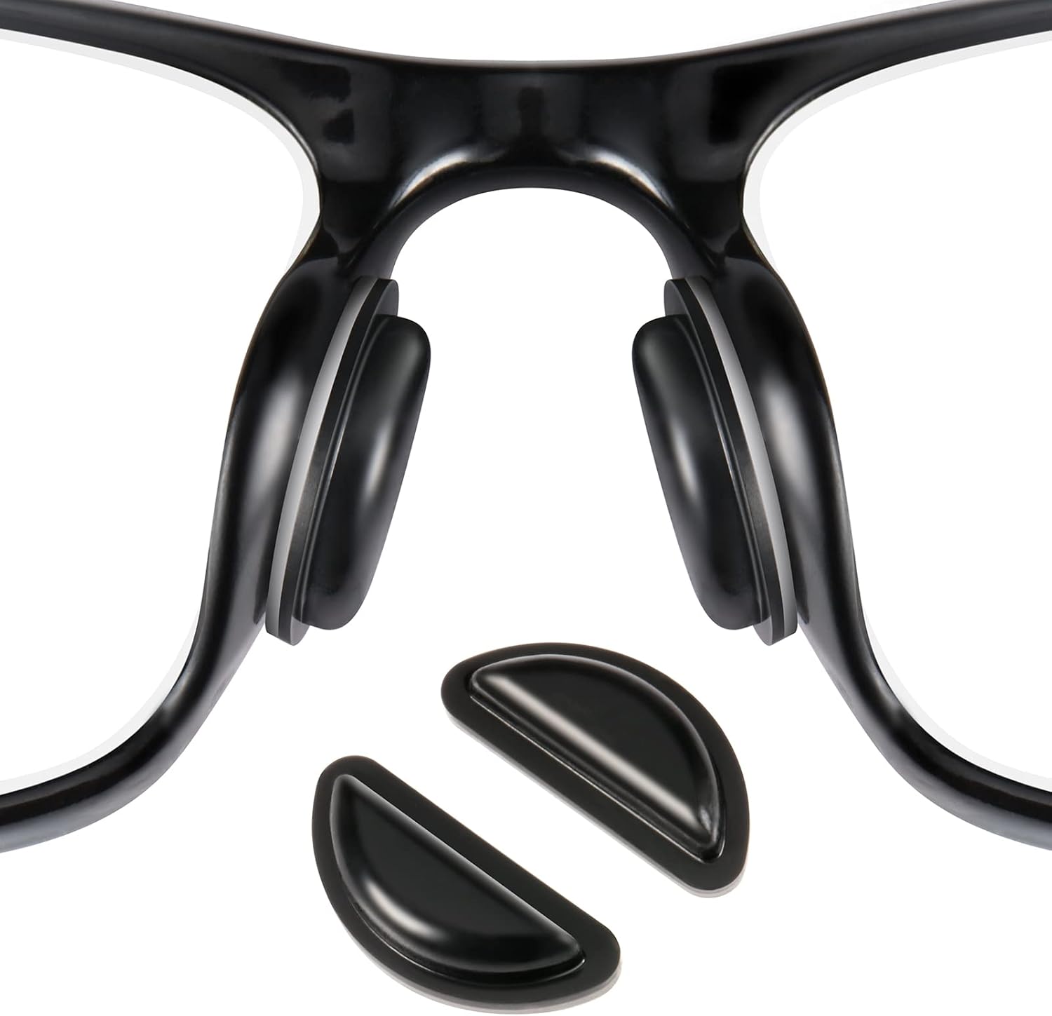 SURMAP Eyeglass Nose Pads, Comfort Soft Silicone Glasses Nose Pad, with Sticky Backing, Anti-Slip Heighten Air Chamber Glasses Grips for Eyeglasses and Sunglasses (10 Pairs, Black)