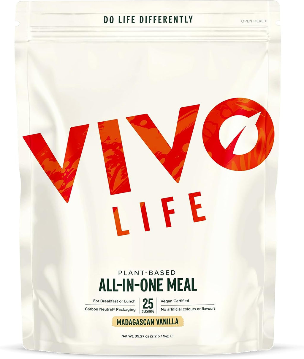Vivo Life - Whole, Vegan Meal Replacement Shake with Proteins, Vitamins & Minerals, Gut Friendly Bacteria & Electrolytes - 35.2 oz, 25 Servings (35.2 Ounce (Pack of 1), Vanilla)