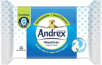Andrex Classic Clean Washlets - Toilet Tissue Wet Wipes with Micellar Water - Flushable Washlets for a Shower Fresh Clean - Biodegradable and Plastic-Free - 4 Quad Pack (160 Wipes)