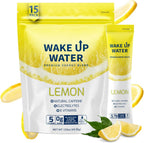 Wake Up Water Energy Drink Mix, Sugar Free Clean Energy Powder with Electrolytes & B Vitamins, Natural Caffeine for Focus & Hydration (15 Pack) - Lemon