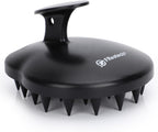 FREATECH 100% Silicone Hair Scalp Massager Shampoo Brush for Scalp Care and Hair Growth, Waterproof Shower Hair Scrubber Scalp Exfoliator for Dandruff and Buildup, Sturdy and Hygienic, Black