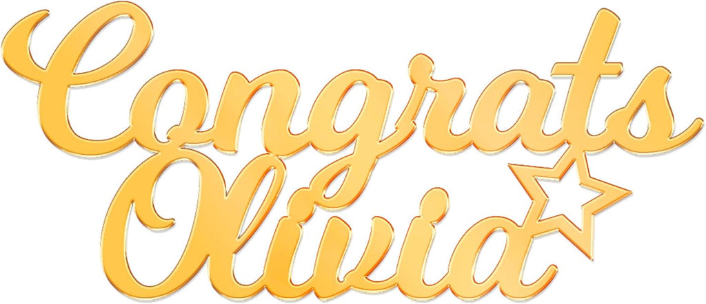 EDSG Personalized Graduation Cake Topper Class of 2026, Mirror Acrylic Congrats Cake Topper with Any Name, Graduation Decorations 2026 for High School University College Senior (Gold)