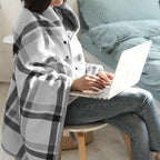 REUset Warm Blanket, Wearable Thickening Warm Knee Blanket for Wheelchair with Buttons Doublelayer Extra Wearable Thickening Old Man Shawl for Warm Gift