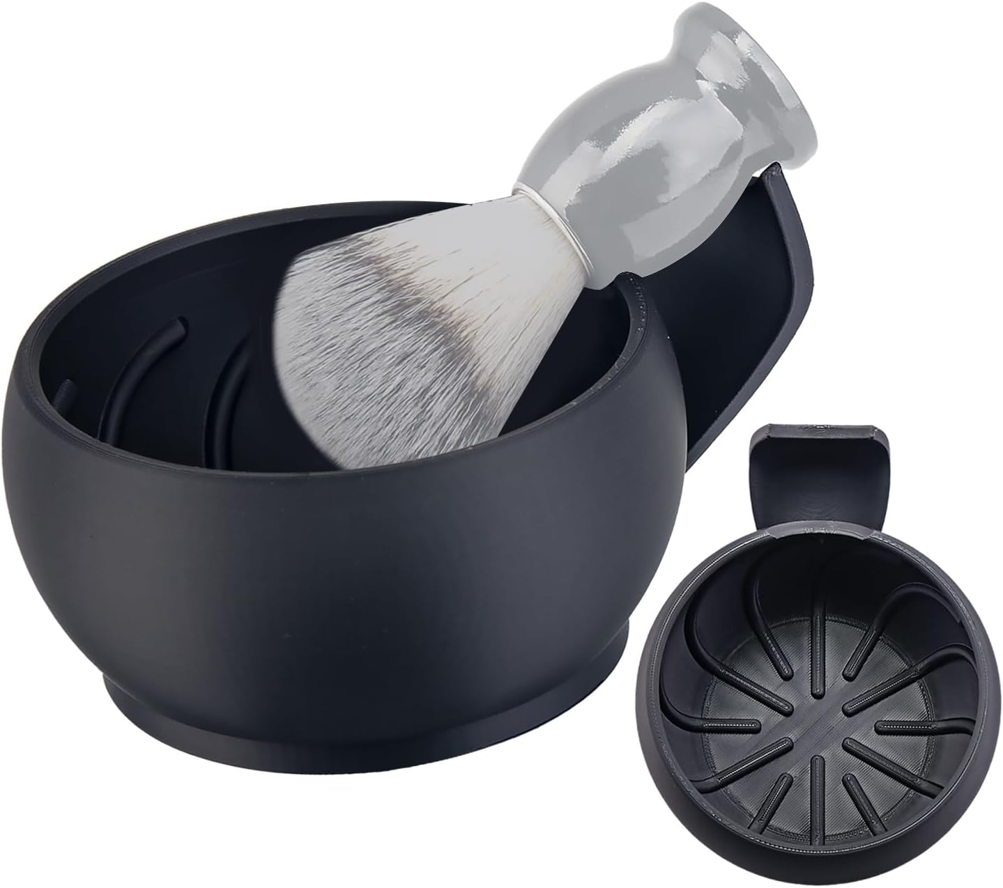 Grandslam Shaving Bowl with Ridges, Shaving Mug with Brush Stand, Shaving Soap Bowl for Shaving Cream and Soap, Durable & Holds Heat Longer, Rich & Thick Lather, Great for Traveling and Use at Home