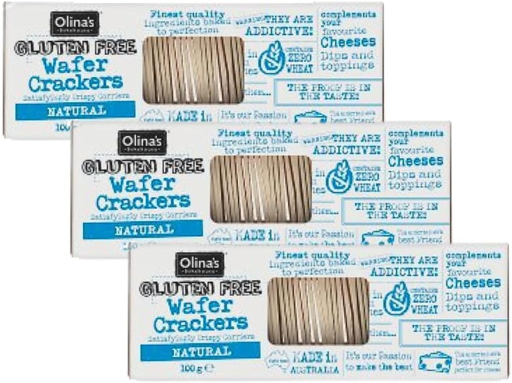 Olina's Bakehouse Wafer Crackers, Gluten Free Natural, 3-Pack