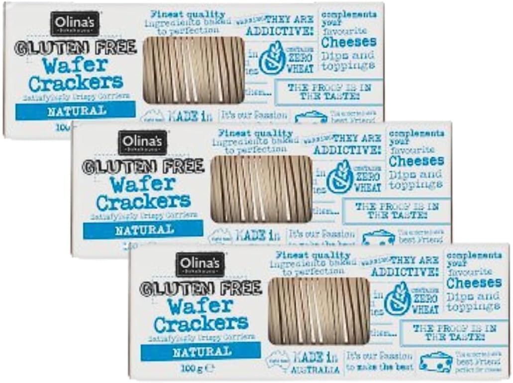Olina's Bakehouse Wafer Crackers, Gluten Free Natural, 3-Pack