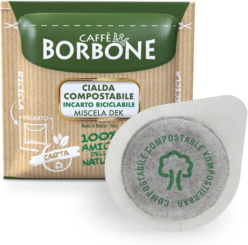 Caffè Borbone Espresso Paper Pods, Green Blend, Decaffeinated, Medium Roast ESE Pods, Authentic Italian Espresso - 50 Count