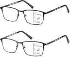 LKEYE Progressive Multifocus Reading Glasses Men No Line Multifocal Transition Blue Light Readers Metal Wide Frame Eyeglasses