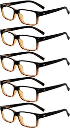 Eyekepper Vintage Reading Glasses for Men - 5 Pack Spring Hinges Classic Readers - Black-Tortoise Frame +1.25