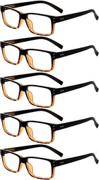 Eyekepper Vintage Reading Glasses for Men - 5 Pack Spring Hinges Classic Readers - Black-Tortoise Frame +0.75