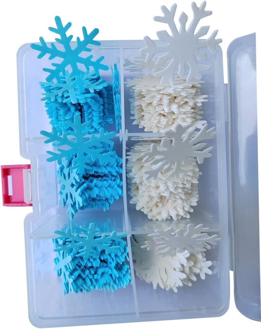 50Pcs Edible Cake Cupcake Toppers Snowflakes Christmas Winter Party Decoration White and Blue