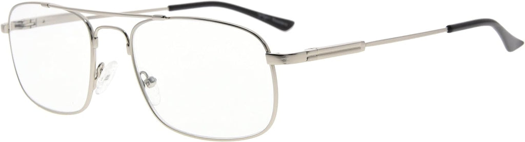 Eyekepper Mens Womens Memory Titanium Reading Glasses Bendable Bridge And Temple Readers (Silver,+1.75)
