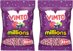 Millions Candy Assorted Flavors Pack 2 Pack, Strawberry, Vimto, Apple, Watermelon, Bubblegum, 110g (Vimto)